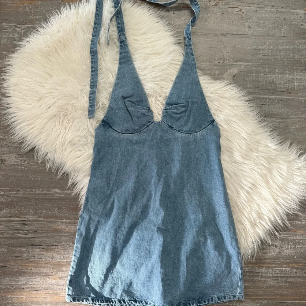 FREE PEOPLE Trevi Denim Mini Dress NWT Celestial Blue size Small
